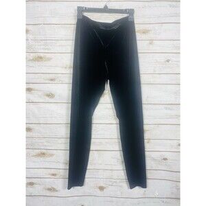 HUE Women Velvet High Rise Leggings Stretch Ankle Black Size S